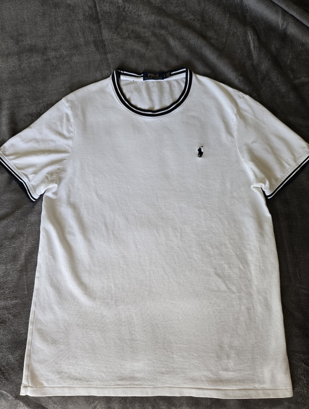 Polo Ralph Lauren Pique Cotton White Black T-shirt Men's Large